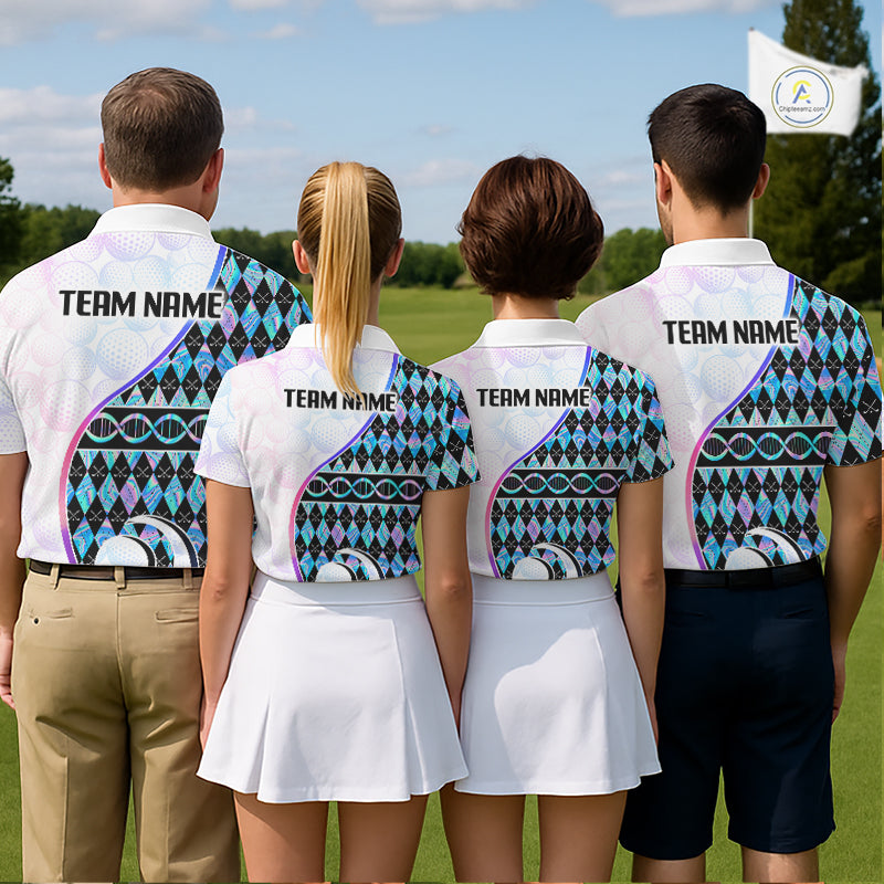 Custom Holograpic Argyle Pattern Golf Womens Golf Polo Shirt Team Golf Shirts Golf Gifts NNT300