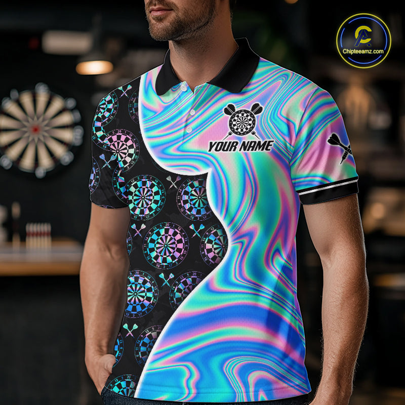 Holograpic Dartboard Pattern Custom Darts Shirt for Men Darts Team Jerseys Dartboard Shirt NNT301