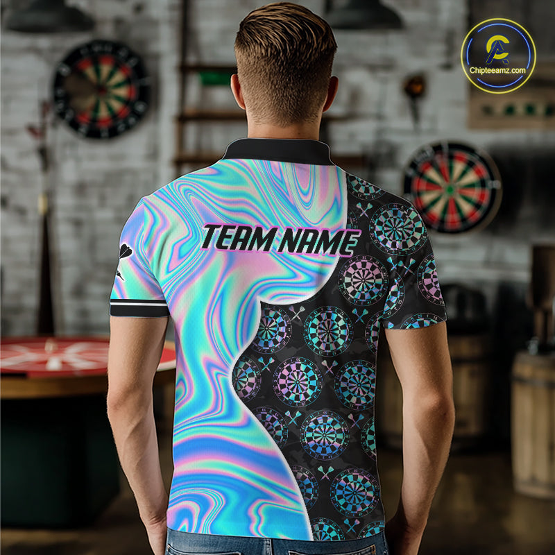 Holograpic Dartboard Pattern Custom Darts Shirt for Men Darts Team Jerseys Dartboard Shirt NNT301