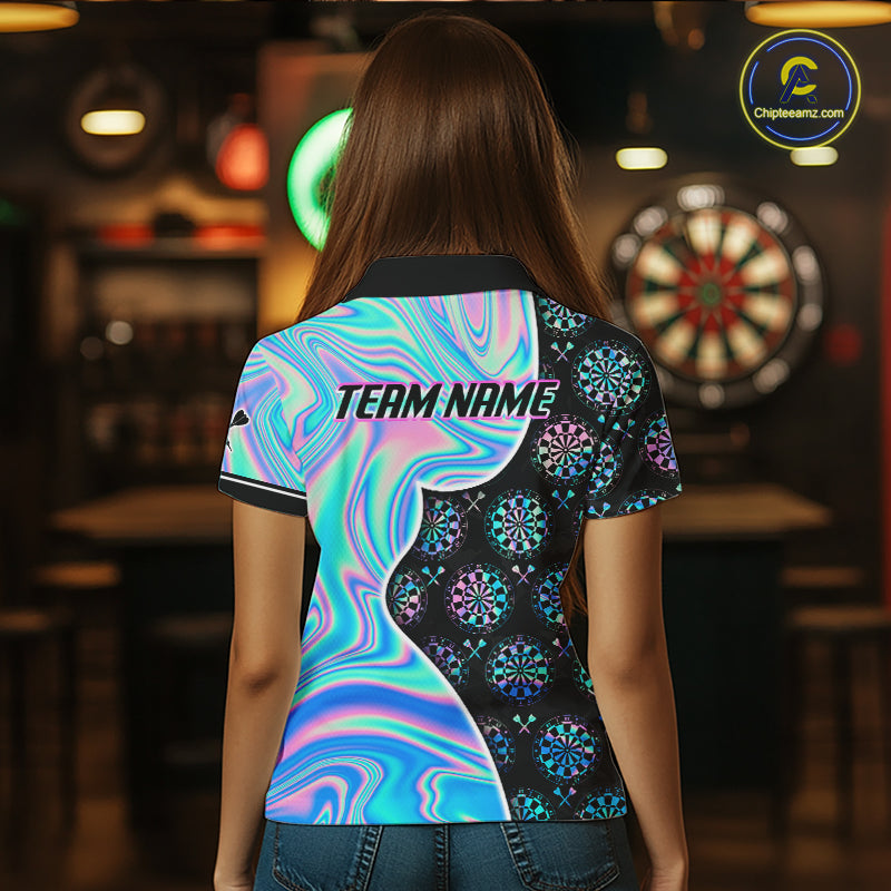 Holograpic Dartboard Pattern Custom Darts Shirt for Women Darts Team Jerseys Dartboard Shirt NNT301