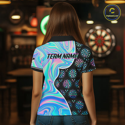 Holograpic Dartboard Pattern Custom Darts Shirt for Women Darts Team Jerseys Dartboard Shirt NNT301