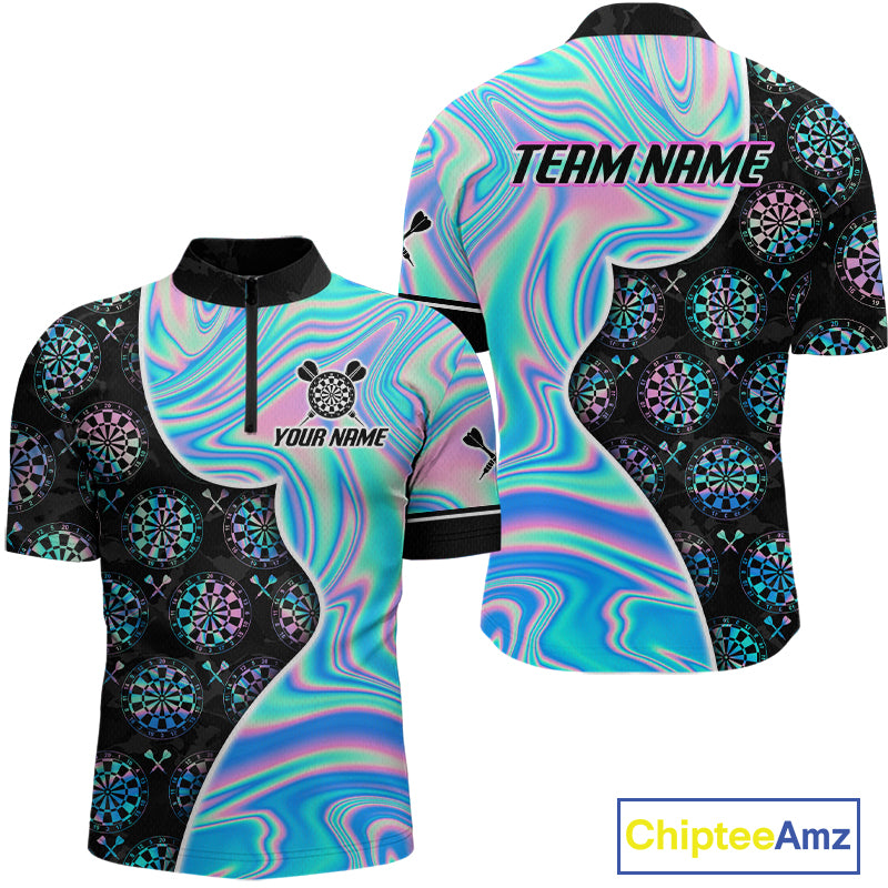 Holograpic Dartboard Pattern Custom Darts Shirt for Men Darts Team Jerseys Dartboard Shirt NNT301