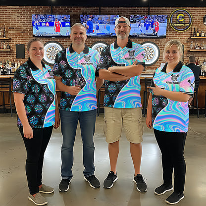 Holograpic Dartboard Pattern Custom Darts Shirt for Men Darts Team Jerseys Dartboard Shirt NNT301