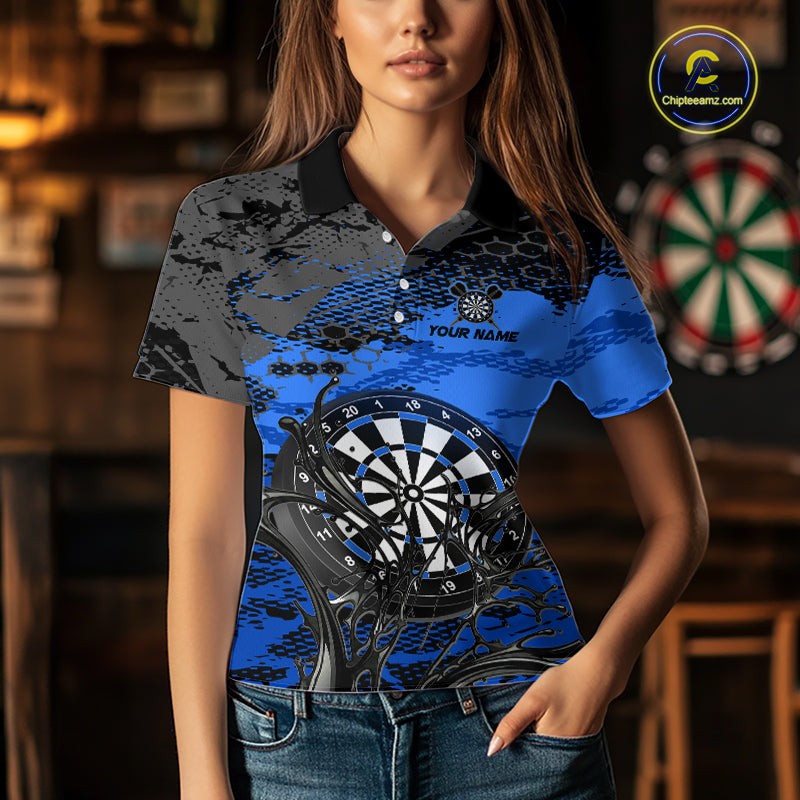Blue Splatter Dartboard Custom Darts Shirt for Women Darts Team Jerseys Dartboard Shirt NNT303