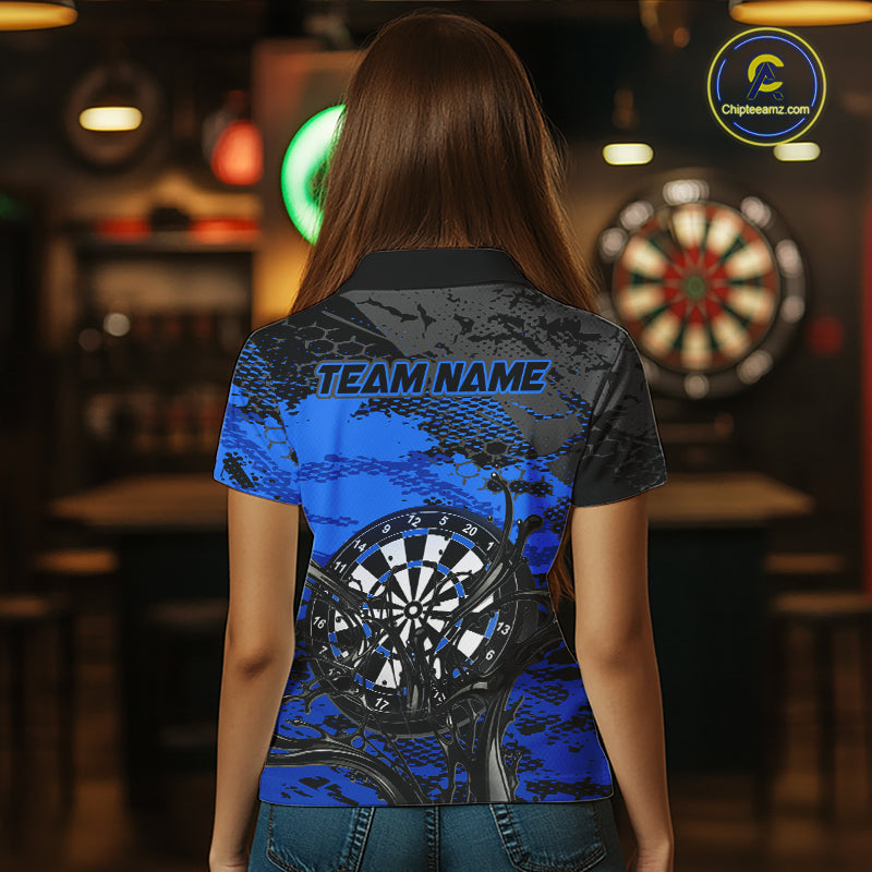 Blue Splatter Dartboard Custom Darts Shirt for Women Darts Team Jerseys Dartboard Shirt NNT303