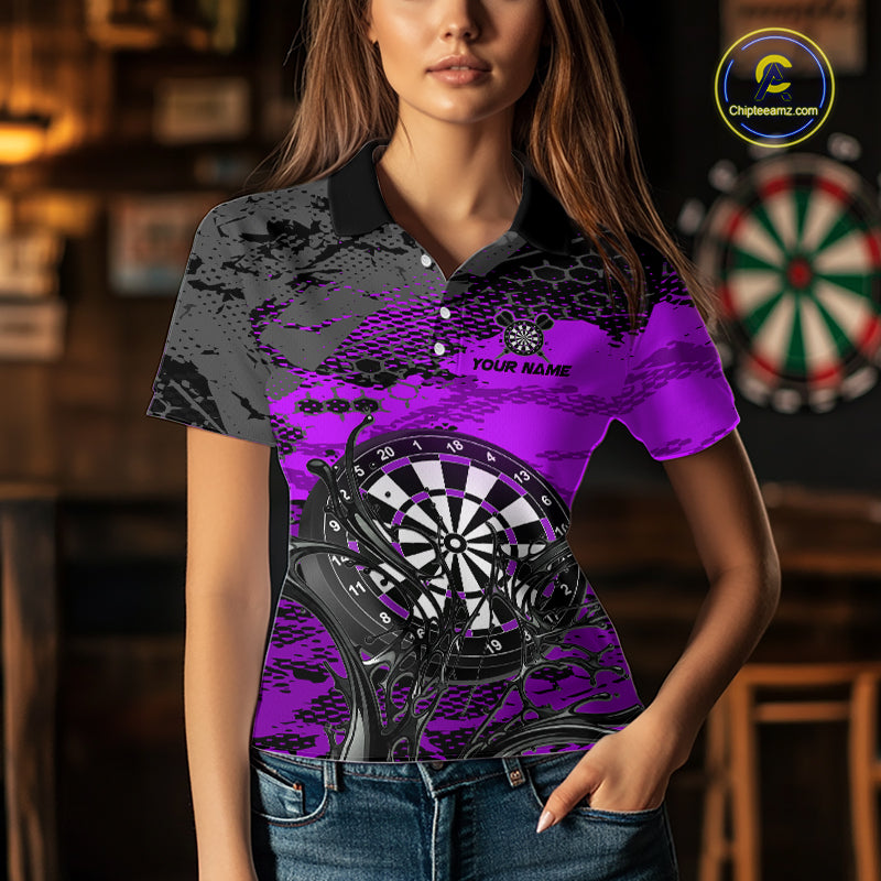 Purple Splatter Dartboard Custom Darts Shirt for Women Darts Team Jerseys Dartboard Shirt NNT303