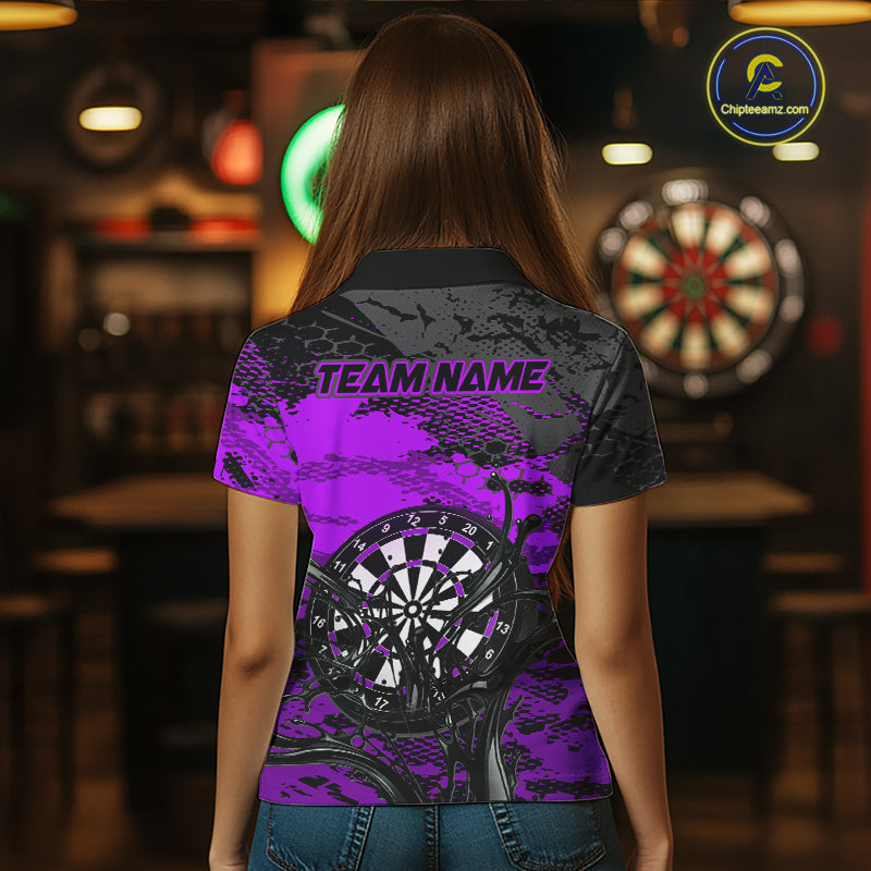 Purple Splatter Dartboard Custom Darts Shirt for Women Darts Team Jerseys Dartboard Shirt NNT303