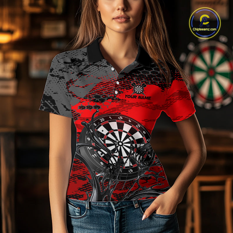 Red Splatter Dartboard Custom Darts Shirt for Women Darts Team Jerseys Dartboard Shirt NNT303