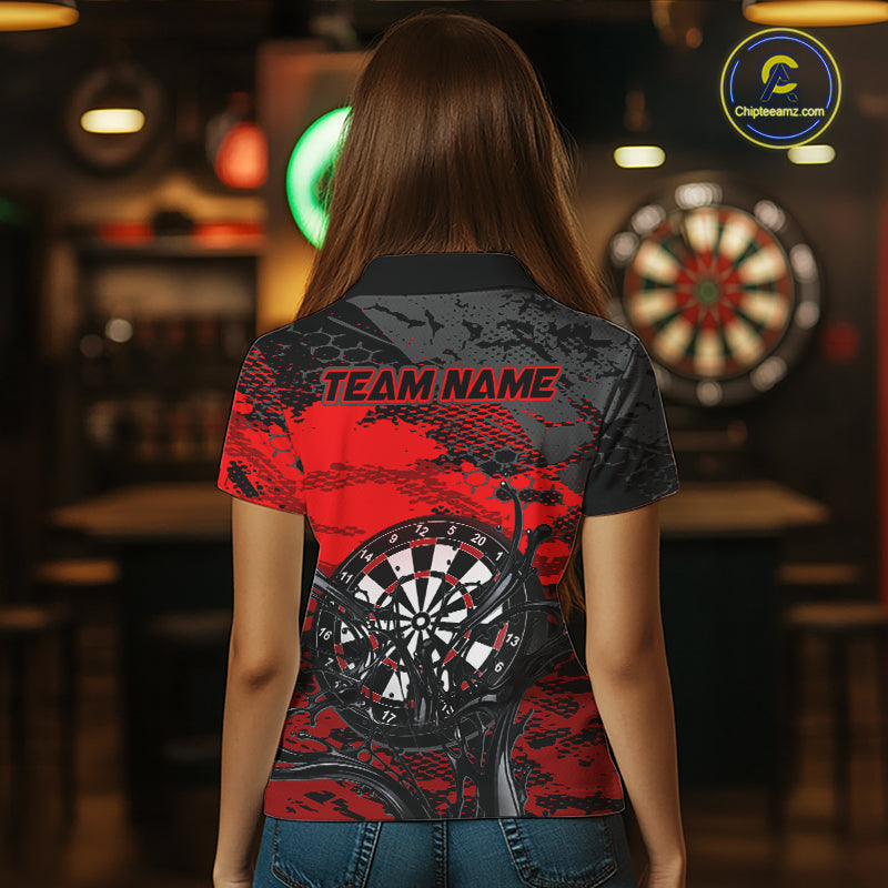 Red Splatter Dartboard Custom Darts Shirt for Women Darts Team Jerseys Dartboard Shirt NNT303