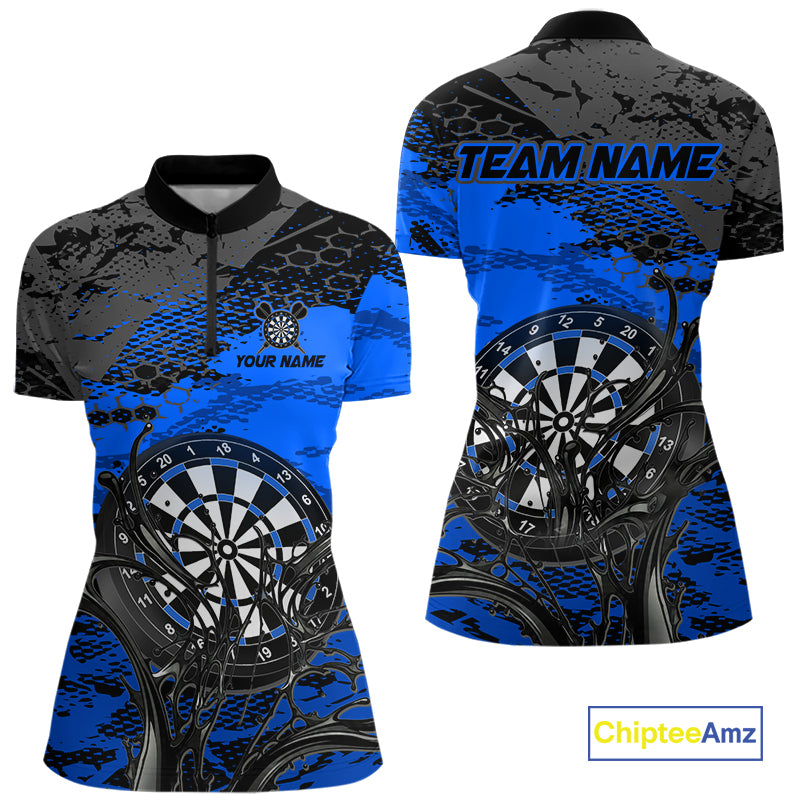 Blue Splatter Dartboard Custom Darts Shirt for Women Darts Team Jerseys Dartboard Shirt NNT303