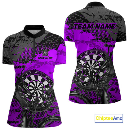 Purple Splatter Dartboard Custom Darts Shirt for Women Darts Team Jerseys Dartboard Shirt NNT303