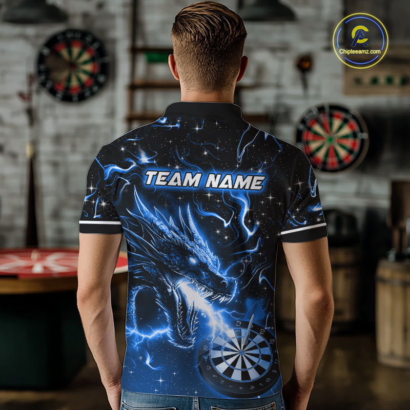 Blue Flame Dragon Dartboard Custom Dart Shirts for Men Dart Team Jerseys Polo & 1/4 Zip NNT370