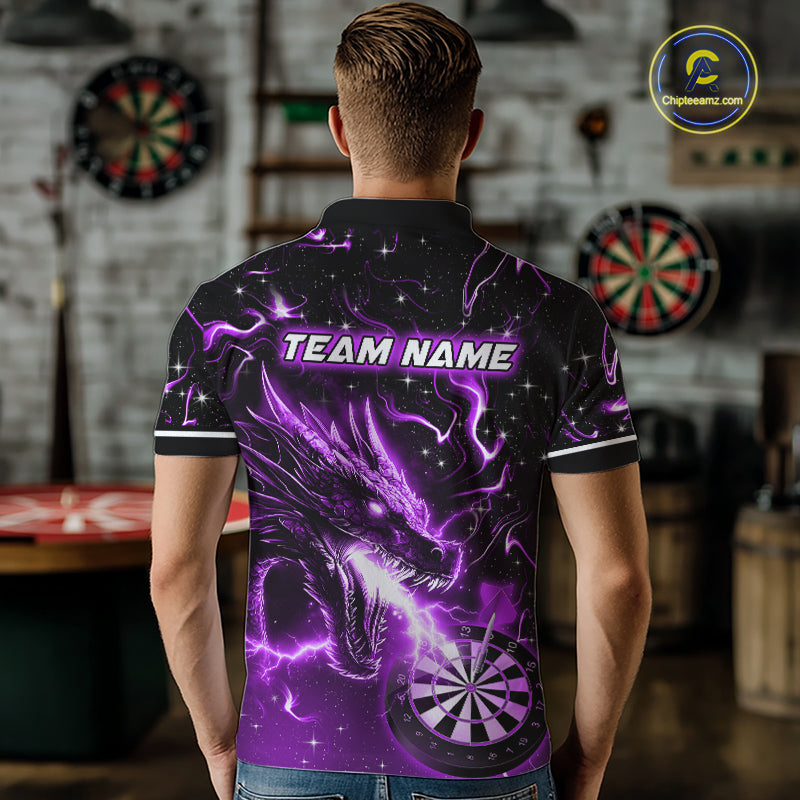 Purple Flame Dragon Dartboard Custom Dart Shirts for Men Dart Team Jerseys Polo & 1/4 Zip NNT370