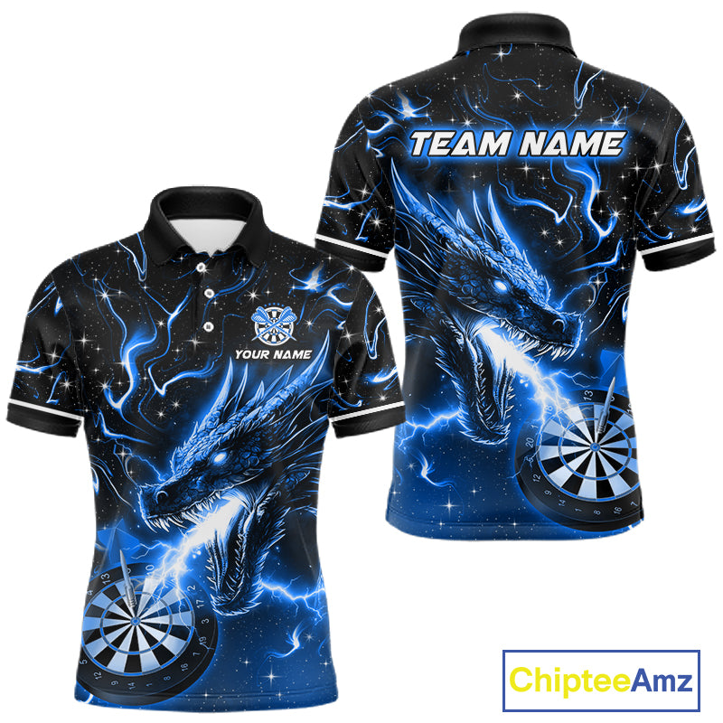 Blue Flame Dragon Dartboard Custom Dart Shirts for Men Dart Team Jerseys Polo & 1/4 Zip NNT370
