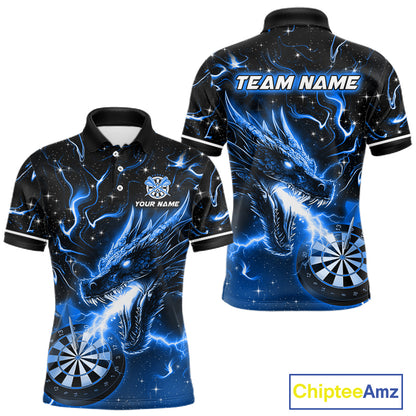 Blue Flame Dragon Dartboard Custom Dart Shirts for Men Dart Team Jerseys Polo & 1/4 Zip NNT370