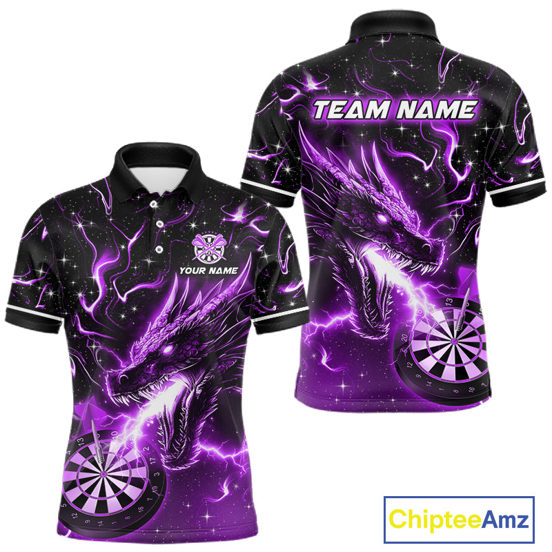 Purple Flame Dragon Dartboard Custom Dart Shirts for Men Dart Team Jerseys Polo & 1/4 Zip NNT370