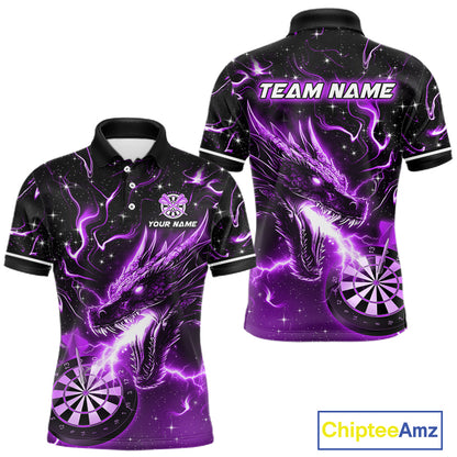 Purple Flame Dragon Dartboard Custom Dart Shirts for Men Dart Team Jerseys Polo & 1/4 Zip NNT370