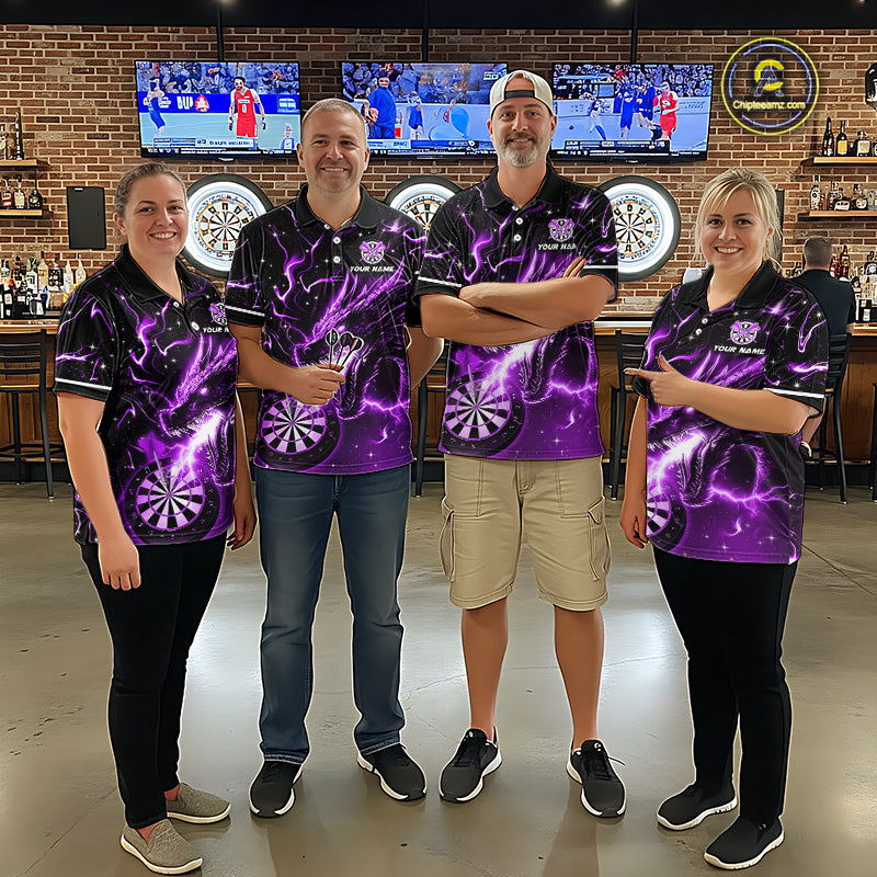 Purple Flame Dragon Dartboard Custom Dart Shirts for Women Dart Team Jerseys Polo & 1/4 Zip NNT370
