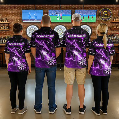 Purple Flame Dragon Dartboard Custom Dart Shirts for Women Dart Team Jerseys Polo & 1/4 Zip NNT370
