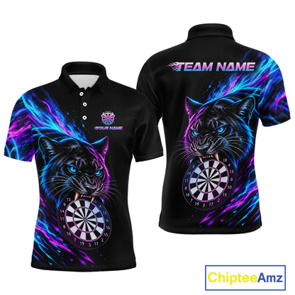 Neon Panther and Dartboard Custom Dart Shirts for Men Dart Team Jerseys Polo & 1/4 Zip NNT371