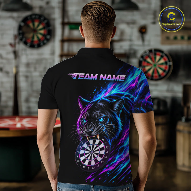 Neon Panther and Dartboard Custom Dart Shirts for Men Dart Team Jerseys Polo & 1/4 Zip NNT371