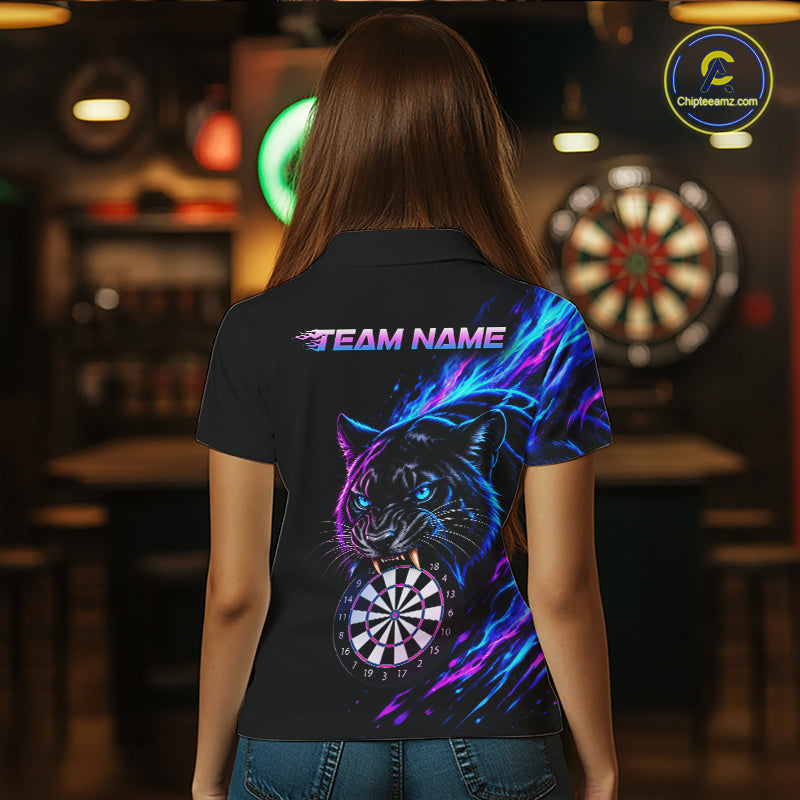 Neon Panther and Dartboard Custom Dart Shirts for Women Dart Team Jerseys Polo & 1/4 Zip NNT371