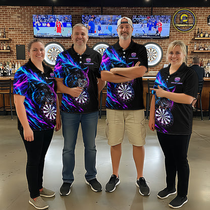 Neon Panther and Dartboard Custom Dart Shirts for Women Dart Team Jerseys Polo & 1/4 Zip NNT371