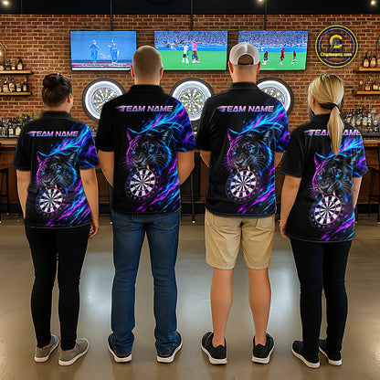 Neon Panther and Dartboard Custom Dart Shirts for Women Dart Team Jerseys Polo & 1/4 Zip NNT371