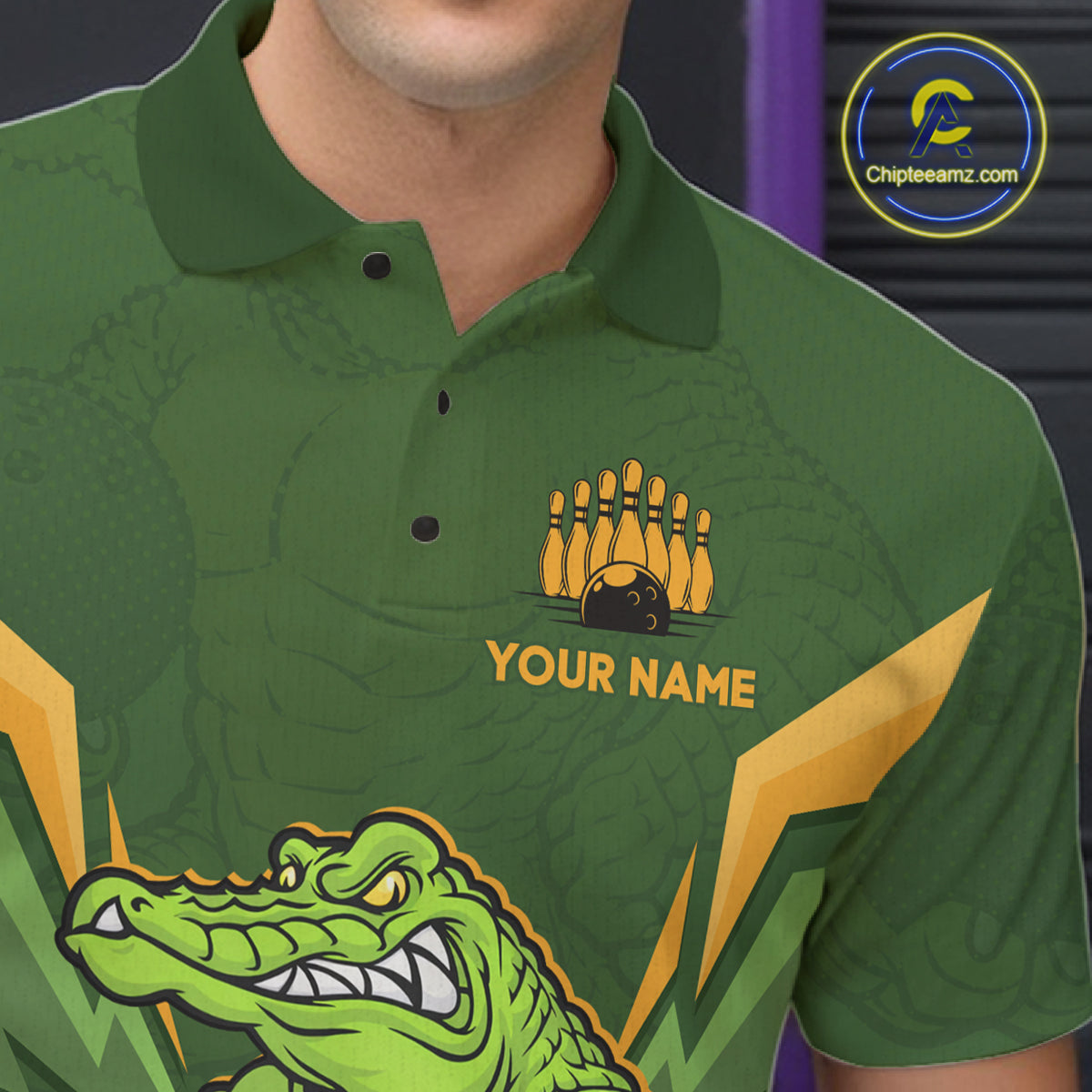 Personalized Funny Crocodile Bowling Shirt Alligator Bowling Jersey for Men Polo & 1/4 Zip HNT209