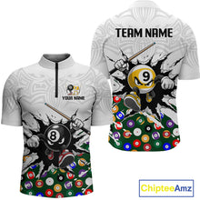 Load image into Gallery viewer, Customizable sports jersey with billiards design on a white background