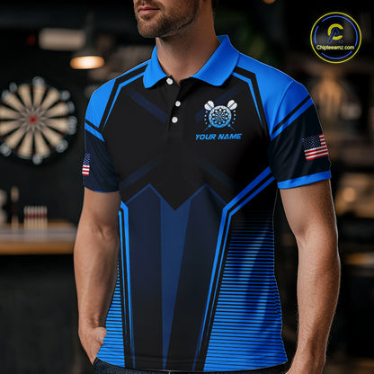 Blue American Flag Custom Darts Shirt for Men Darts Team Jerseys Dartboard Shirt NNT304