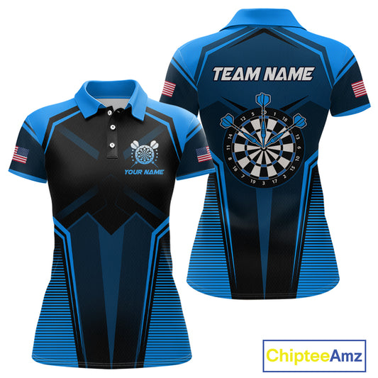 Blue American Flag Custom Darts Shirt for Women Darts Team Jerseys Dartboard Shirt NNT304