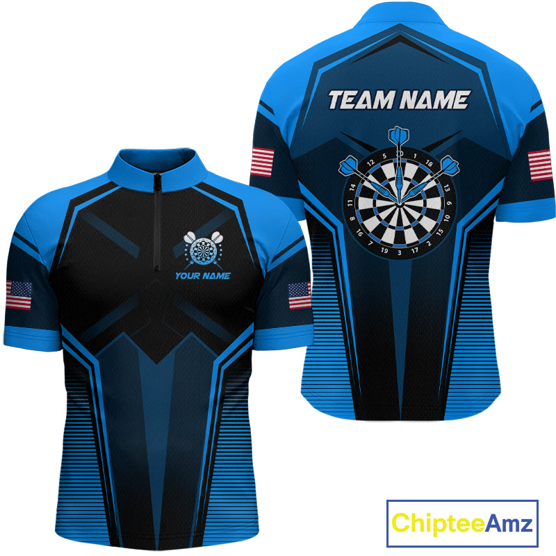Blue American Flag Custom Darts Shirt for Men Darts Team Jerseys Dartboard Shirt NNT304