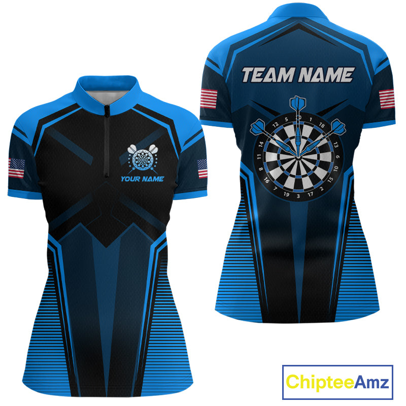 Blue American Flag Custom Darts Shirt for Women Darts Team Jerseys Dartboard Shirt NNT304