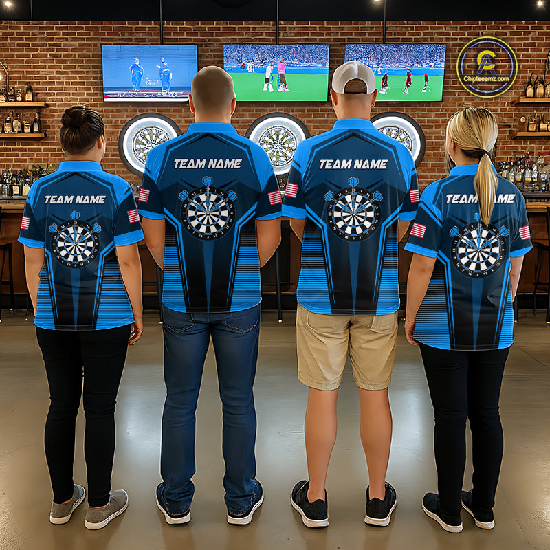 Blue American Flag Custom Darts Shirt for Men Darts Team Jerseys Dartboard Shirt NNT304