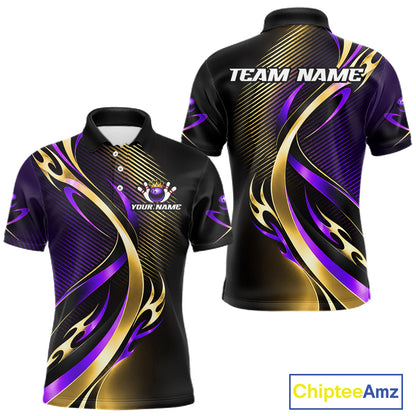 Purple and Gold Bowling Jersey for Men Custom Bowling Team Shirts Bowling League for Bowler HNT611