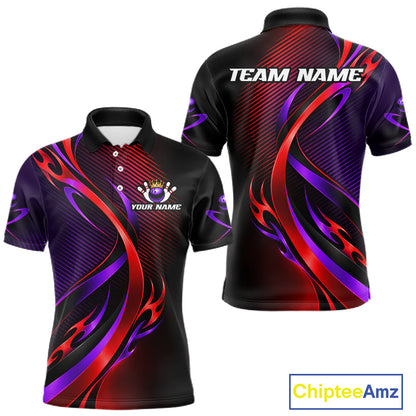Purple and Red Bowling Jersey for Men Custom Bowling Team Shirts Bowling League for Bowler HNT611