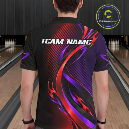 Purple and Red Bowling Jersey for Men Custom Bowling Team Shirts Bowling League for Bowler HNT611