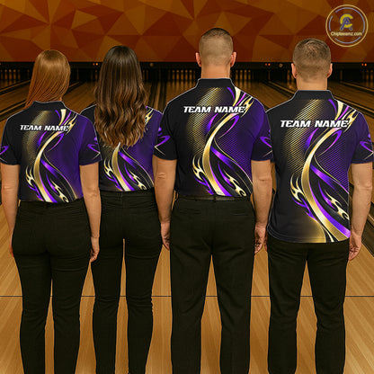 Purple and Gold Bowling Jersey for Men Custom Bowling Team Shirts Bowling League for Bowler HNT611