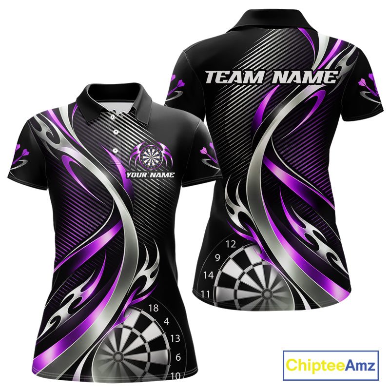 Purple and Silver Dartboard Custom Darts Shirt for Women Dart Team Jerseys Dart League Uniform NNT334