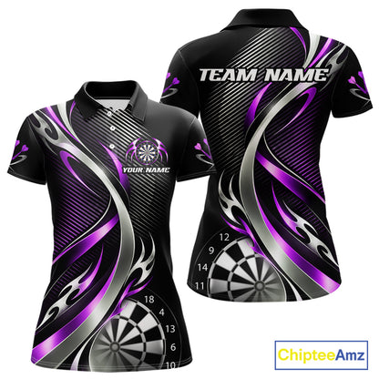 Purple and Silver Dartboard Custom Darts Shirt for Women Dart Team Jerseys Dart League Uniform NNT334