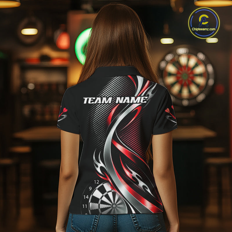 Red and Silver Dartboard Custom Darts Shirt for Women Dart Team Jerseys Dart League Uniform NNT334
