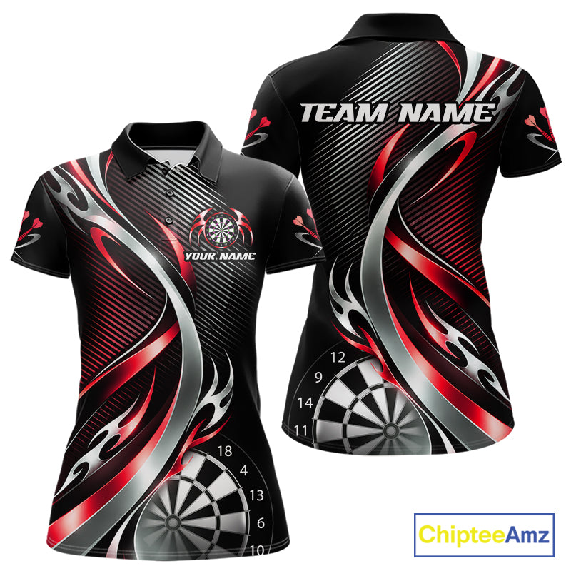 Red and Silver Dartboard Custom Darts Shirt for Women Dart Team Jerseys Dart League Uniform NNT334