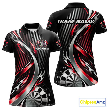 Red and Silver Dartboard Custom Darts Shirt for Women Dart Team Jerseys Dart League Uniform NNT334