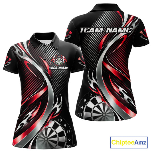 Red and Silver Dartboard Custom Darts Shirt for Women Dart Team Jerseys Dart League Uniform NNT334
