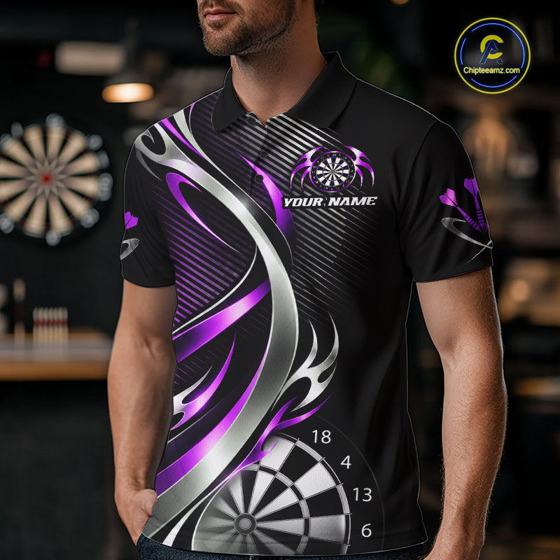 Purple and Silver Dartboard Custom Darts Shirt for Men Dart Team Jerseys Dart League Uniform NNT334