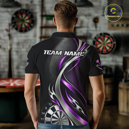 Purple and Silver Dartboard Custom Darts Shirt for Men Dart Team Jerseys Dart League Uniform NNT334