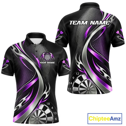 Purple and Silver Dartboard Custom Darts Shirt for Men Dart Team Jerseys Dart League Uniform NNT334