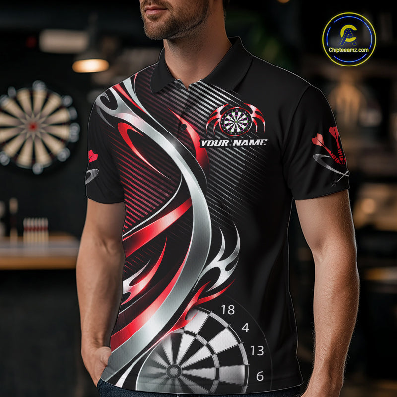 Red and Silver Dartboard Custom Darts Shirt for Men Dart Team Jerseys Dart League Uniform NNT334