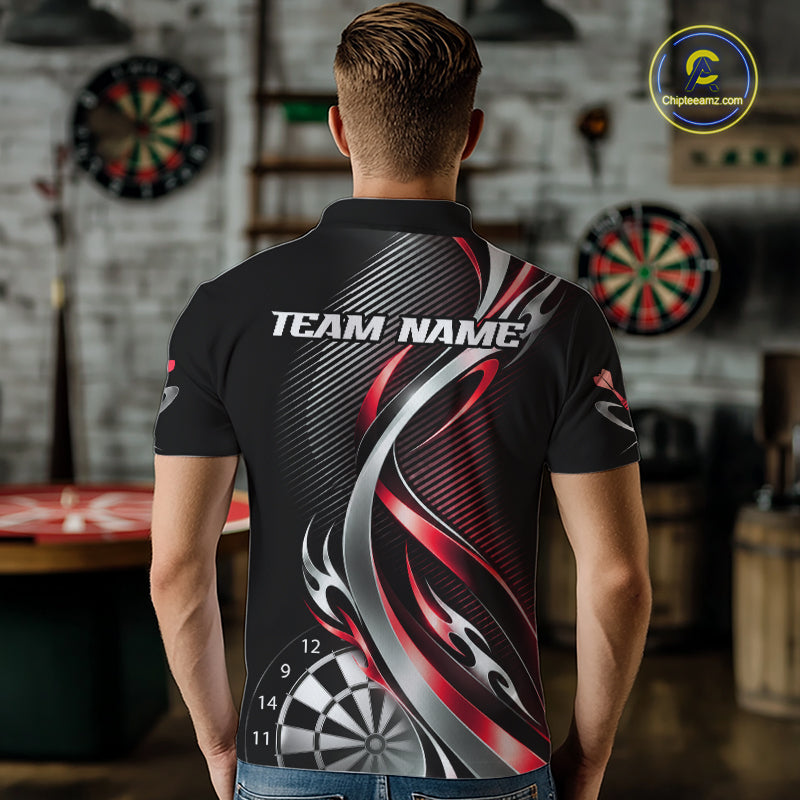Red and Silver Dartboard Custom Darts Shirt for Men Dart Team Jerseys Dart League Uniform NNT334